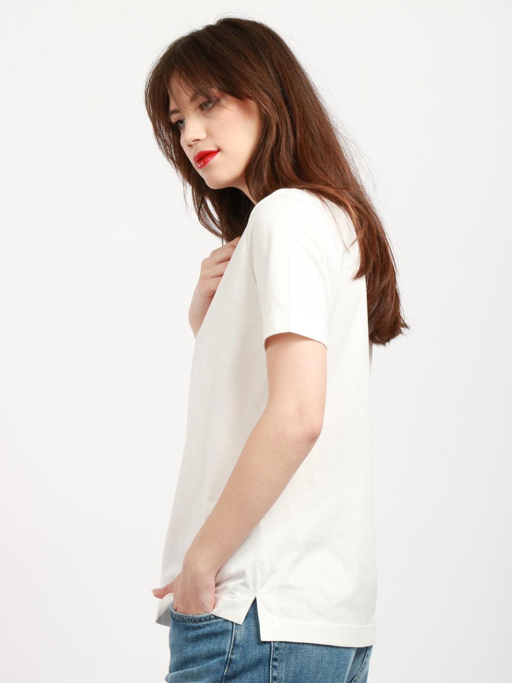 S MAXMARA T-Shirt Quito in Cotone Bianca con Logo Bianco