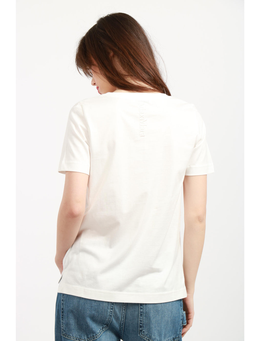 S MAXMARA T-Shirt Quito in Cotone Bianca con Logo Bianco