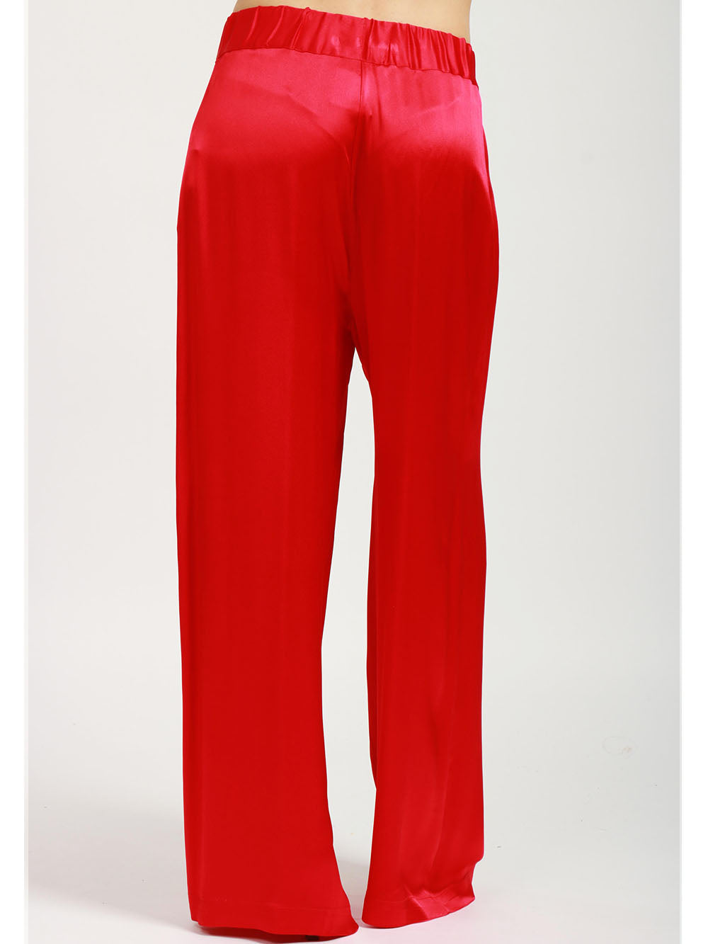 SEMICOUTURE Pantaloni Jhonny Palazzo in Satin Misto Seta Rossi Rosso