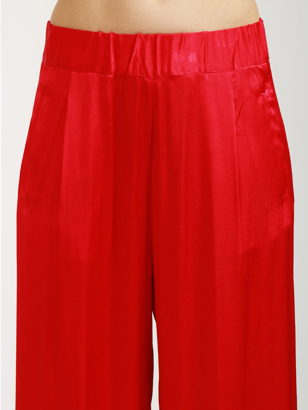 SEMICOUTURE Pantaloni Jhonny Palazzo in Satin Misto Seta Rossi Rosso