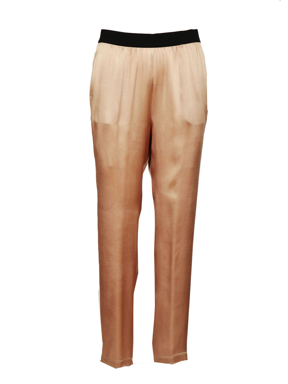 SEMICOUTURE Pantaloni Philippa in Satin Misto Seta Champagne Champagne