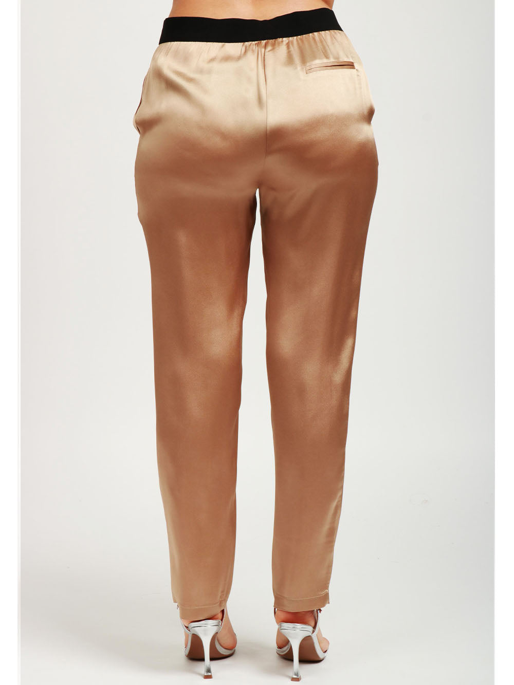 SEMICOUTURE Pantaloni Philippa in Satin Misto Seta Champagne Champagne