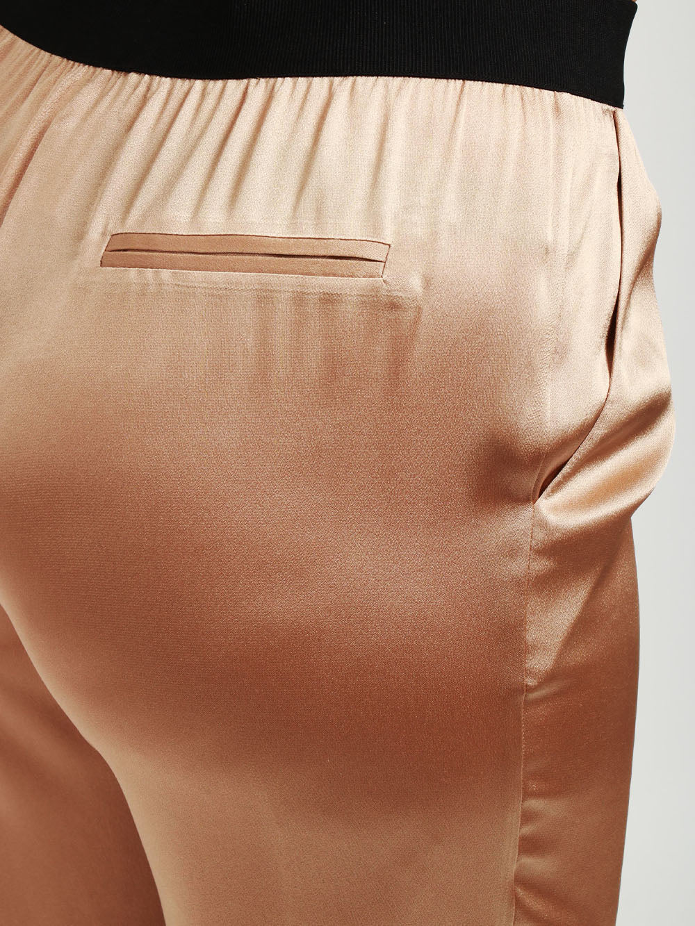 SEMICOUTURE Pantaloni Philippa in Satin Misto Seta Champagne Champagne