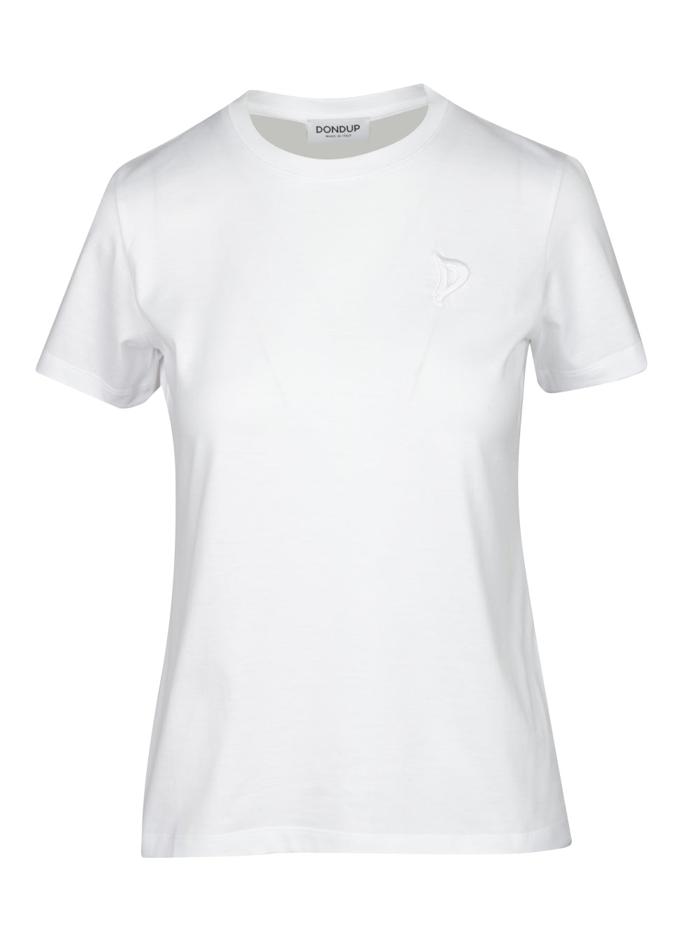 DONDUP T-Shirt Girocollo in Cotone Bianca con Logo Bianco Bianco