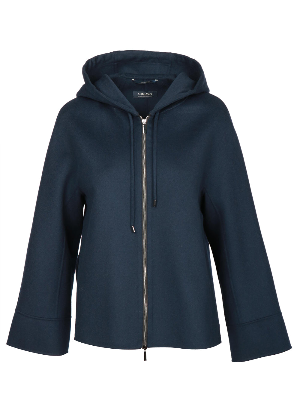 S MAXMARA Felpa Wind in Lana Vergine Blu con Cappuccio Blu