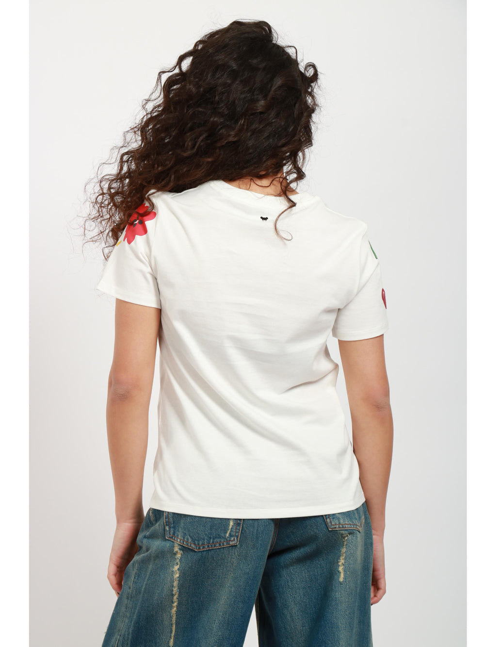 WEEKEND MAX MARA T-Shirt Cinema Girocollo Bianca con Stampa Multicolor Bianco+Color